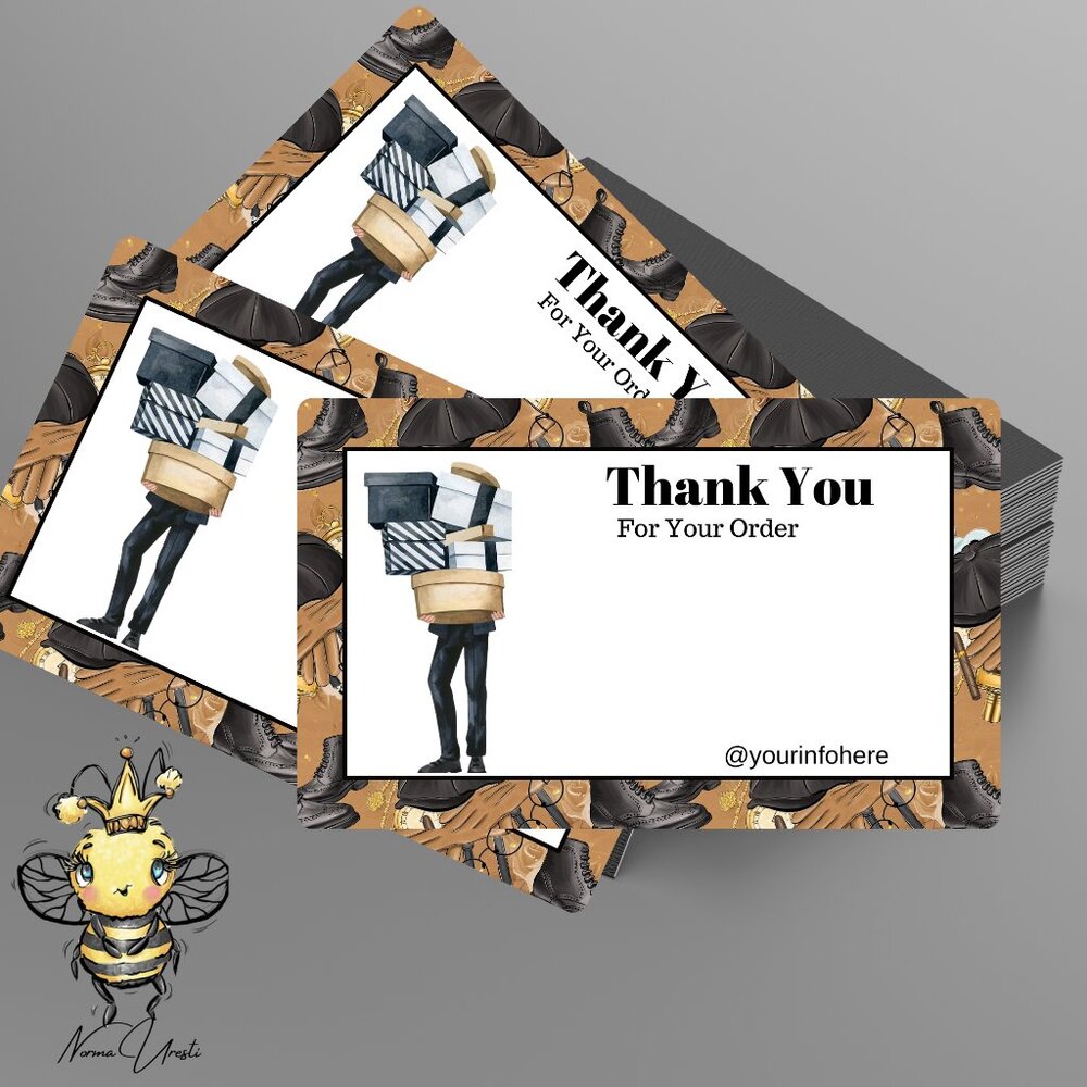 Business man Thank You Card / Small Business Packaging Insert/ Shipping Supplies - Picture 2 of 8